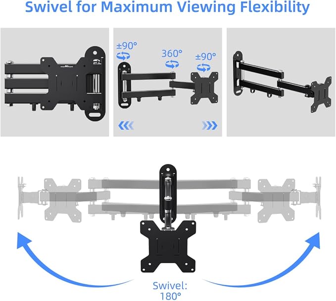suptek TV Wall Mount Bracket Monitor arm TV Wall Mount Bracket Display arm Monitor Mount for 13-30" Adjustable up/Down, Left/Right Angle, 28.66lbs Load Capacity VESA75-100mm MA2776