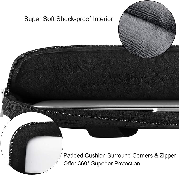 Voova Laptop Bag 17 17.3 Inch, 360° Protective Laptop Case Sleeve with Shoulder Strap Compatible with 17-18 Inch Lenovo Asus Acer Dell Hp, Waterproof Computer Bag Slim Briefcase for Men Women, Black