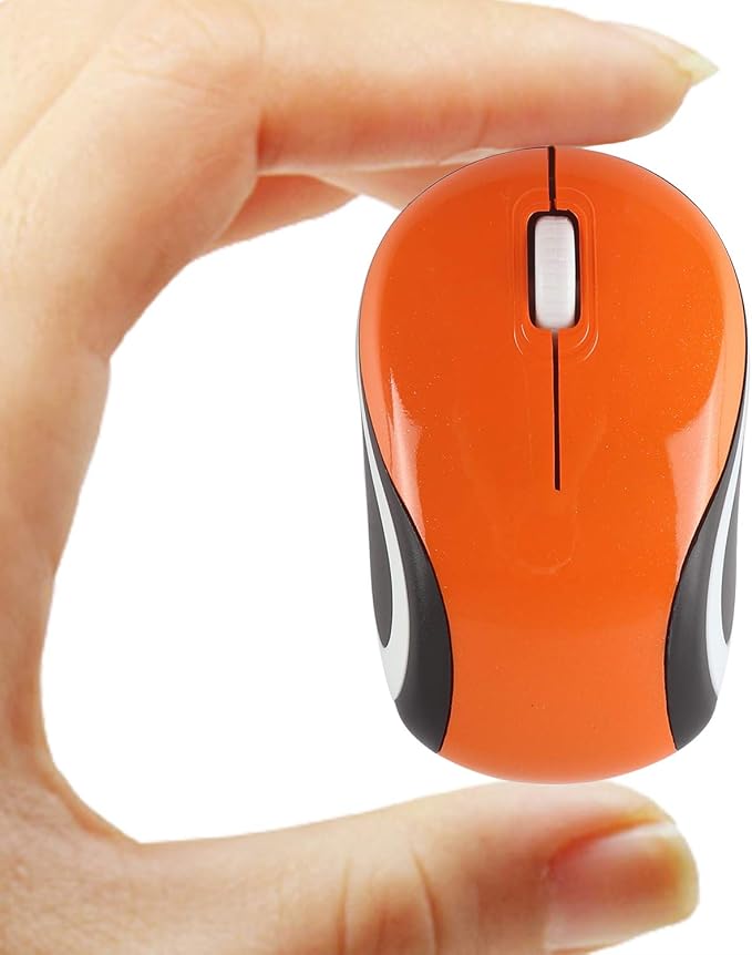 elec Space Mini Small Wireless Mouse for Travel Optical Portable Mini Cordless Mice with USB Receiver for PC Laptop Computer (Orange)