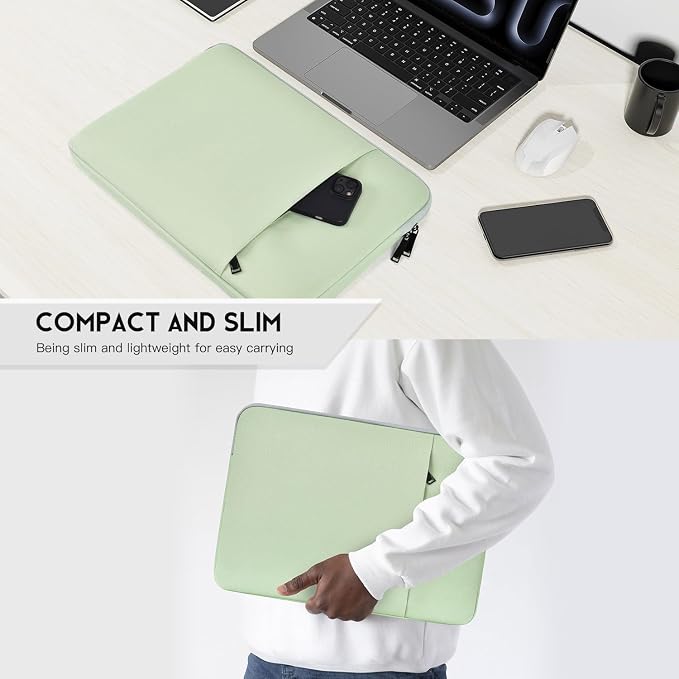 Laptop Sleeve Case 17 inch, Padded Shockproof Travel Carrying Bag for HP Laptop 17, HP Envy 17, Pavilion 17, OmniBook 7, ASUS Vivobook 17 Water-Resistant Computer Cover with Accessory Pocket -Green