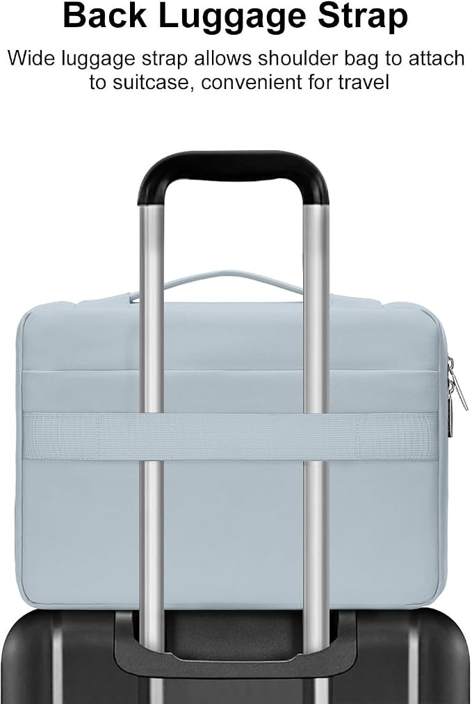 MOSISO 360 Protective Laptop Case 13.3 inch, 13-13.3 inch Laptop Sleeve Compatible with MacBook Air/Pro 13 / Pro 14, HP Dell ASUS Lenovo, Side Open Bag with 2 Raised&1 Flapover Pockets, Baby Blue