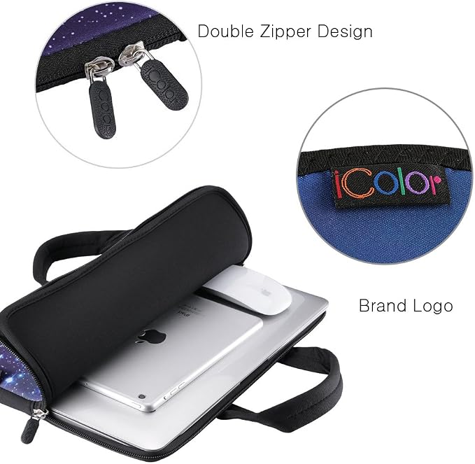 iColor 14 15 15.4 15.6 inch Laptop Bag Handle Chromebook Case Sleeve Computer Protect Pouch Holder Notebook Sleeve Neoprene Chromebook Cover Soft Carrying Travel Case Blue Sea Turtle ICB-24