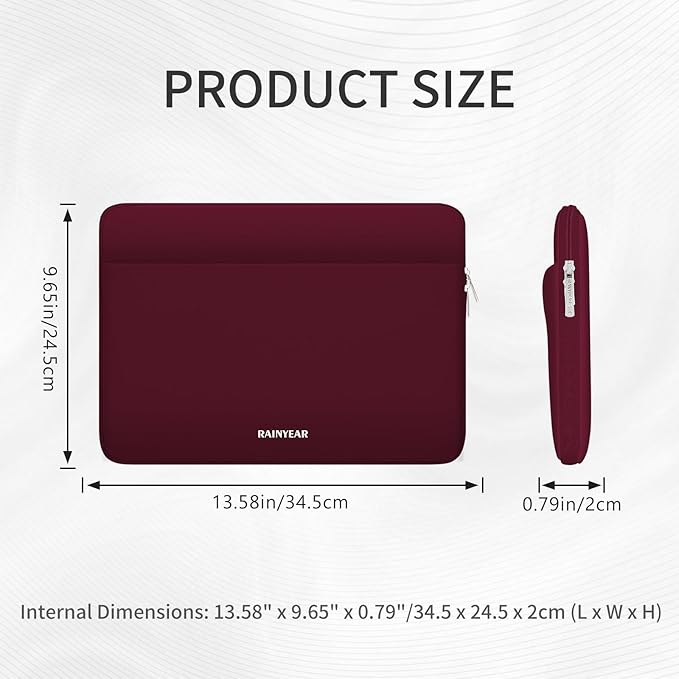 RAINYEAR Laptop Sleeve Case 13.3 Inch, Protective Portable Case with Front Pocket, Briefcase Handbag Laptop Bag Compatible with 13.3-14 Inch Laptop PC, 14 Inch MacBook Pro M5 M4 M3 M2 M1, Red