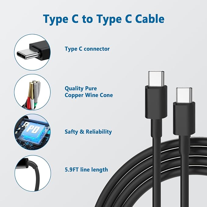 45W USB-C Charger, Super Fast Charger Type C for Sam Sung Galaxy S24 Ultra/S24/S24+/S23 Ultra/S22+/S22 Ultra/S23/S23+/S22 with 5.9FT Cable 2 Pack Chargers