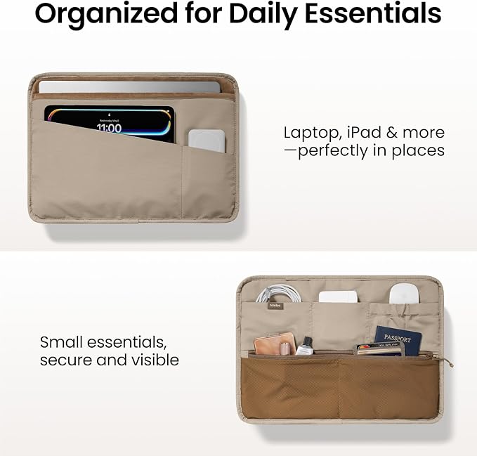 tomtoc 13-14 Inch Protective Puffy Laptop Carrying Bag for Women, Lightweight Laptop Briefcase Fits 13-inch Macbook Air M5 2026 & Neo A18, 14" MacBook Pro, Work Bag Case Handbag with Organized Storage
