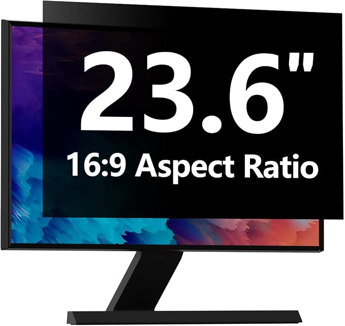 RedANGEL 23.6 Inch Computer Privacy Screen for 16:10 Monitors with Anti-Spy Anti-Glare Filter, Blue Light Blocking & Eye Protection, Removable Anti-Scratch HD Clarity Screen Protector