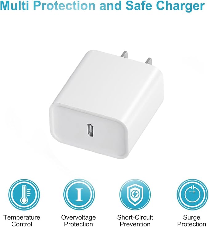 Phone Charger，4 Pack USB C Charger Block，20W Type C Fast Wall Charge Power Adapter for i Phone 17/16/15/14/13/12/11/X/8/Xs Max/XR/S25/S24 and More
