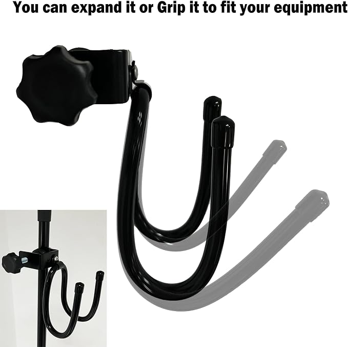 Pmsanzay Mic Microphone Stand Tambourine Hanger, Headphone Headset Holder Clip Stand, Easy to fit on Music or Microphone Stand for Tambourine, Cowbell, Headphones - Keep Tambourine Within Reach.