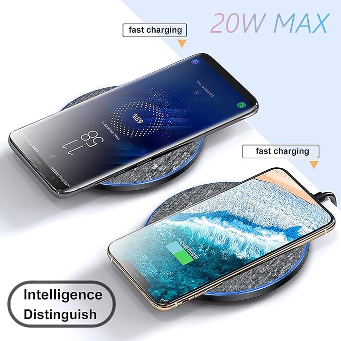 20W Fast Wireless Charger Pad,Wireless Phone Charging Station Compatible with iPhone 17/16/15/14/13/12/11/SE/AirPods,Fast Charge for Samsung Galaxy S25/S24/S23/S22/Note/Buds/Buds +,Pixel,LG G8/7