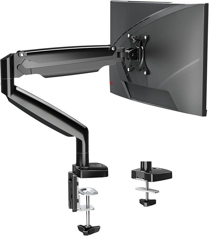 Single Monitor Mount Stand for 22-40" Computer Screens, Heavy Duty Gas Spring Monitor Arm Holds Up to 30.9 lbs, Adjustable Vesa Mount with C-Clamp & Grommet Base, Black