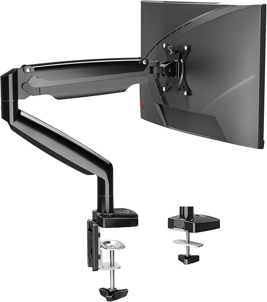 Single Monitor Mount Stand for 22-40" Computer Screens, Heavy Duty Gas Spring Monitor Arm Holds Up to 30.9 lbs, Adjustable Vesa Mount with C-Clamp & Grommet Base, Black