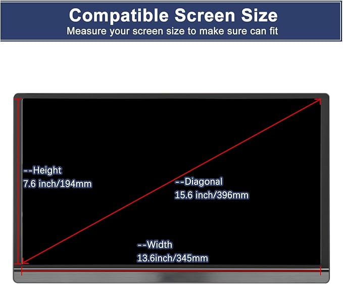 MUBUY-GOL 15.6 Inch Portable Monitor privacy Screen Protector for ASUS/MNN/KYY/ARZOPA/Yxk/QQH/Lepow/ZenScreen/InnoView/Newsoul/ForHelp, Privacy Shield and Anti-Glare Protector (Universal Fit 16:9)