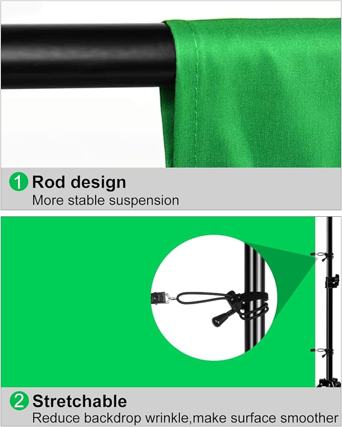 Green Screen Background for Photography, PULUZ Green Screen Sheet 3.3ft×6.6ft Background Kit Cloth Fabric Curtain with 4 Clamps Backdrop for Video Recording, Photoshoot and YouTube