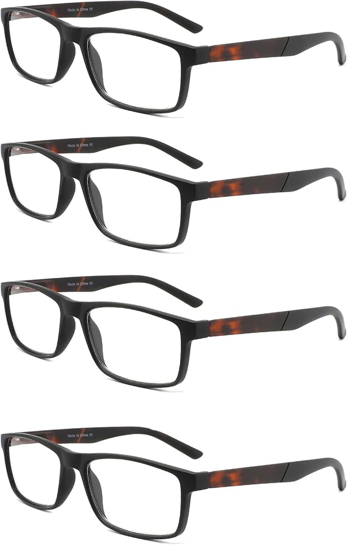 Blue Light Blocking Reading Glasses 4 Pack Computer Readers for Women Men,Anti Glare UV Ray Filter Eyeglasses… (4pack-black/tortoise, 2.75)