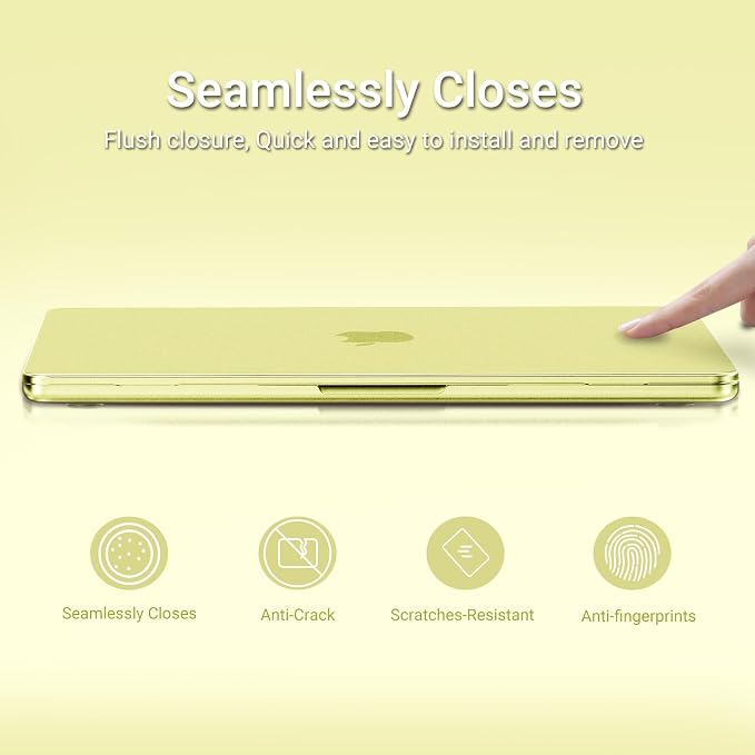 MOSISO Compatible with MacBook Neo Case 13 inch 2026 Release A3404, Seamlessly Closes Scratches & Fingerprints Resistant Hard Shell&Sixteen Grid Puffy Bag&Keyboard Skin&Type C&Screen Film, Citrus
