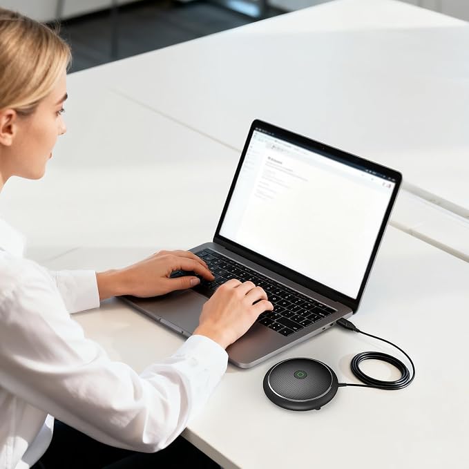 CMTECK Conference USB Microphone, Computer Desktop Mic with Mute Function, Omnidirectional Condenser PC Mic for Video,Streaming, Skype, Plug & Play Compatible with MacOS X Windows (No Speaker)