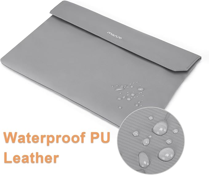 MOSISO Portable Monitor Case Sleeve 16.1 inch, Carrying Case for Most 15.6-16.1 inch Portable Travel Display Monitor Laptop, PU Leather Laptop Display Bag with Front Pocket, Gray