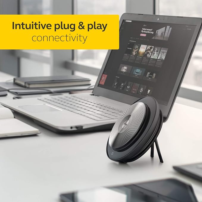 Jabra Speak 710 UC Wireless Bluetooth Speakerphone with Link 370 USB Adapter – Portable Conference Speaker for Holding Meetings Anywhere with Immersive Sound - Certified for Zoom & Google Meet