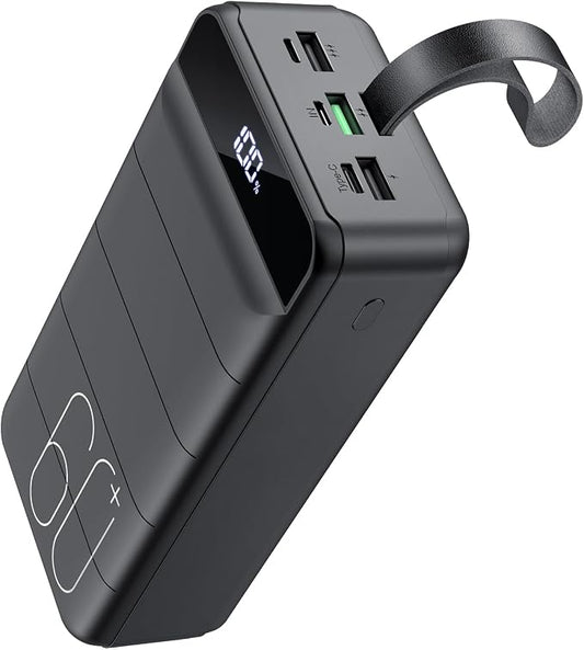 Portable Charger 60000mAh Power Bank - 22.5W Fast Charging External Battery Pack, LED Display USB C Portable Cell Phone Charger for iPhone, Samsung Galaxy, Android, Camping, Travel Black