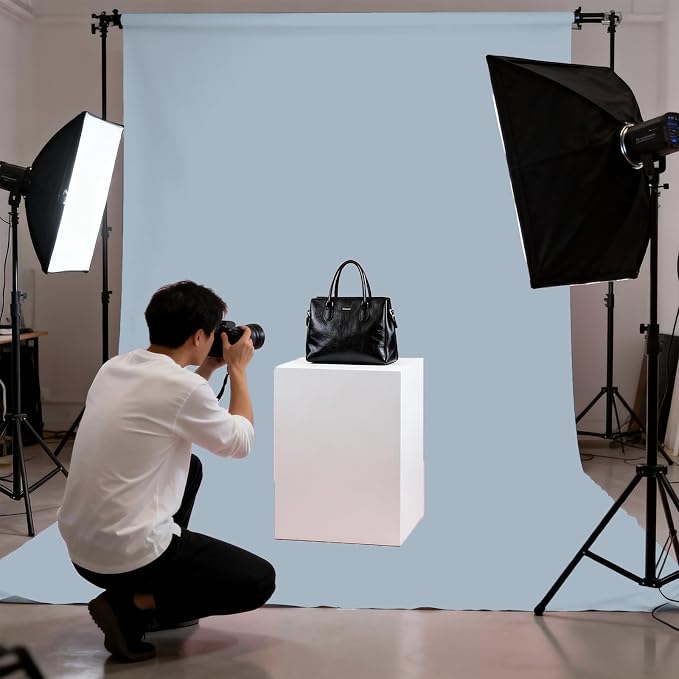 Dusty Blue Photo Backdrop for Photoshoot 8x10ft, Zoom Meeting Photography Backdrop Studio Shooting Props