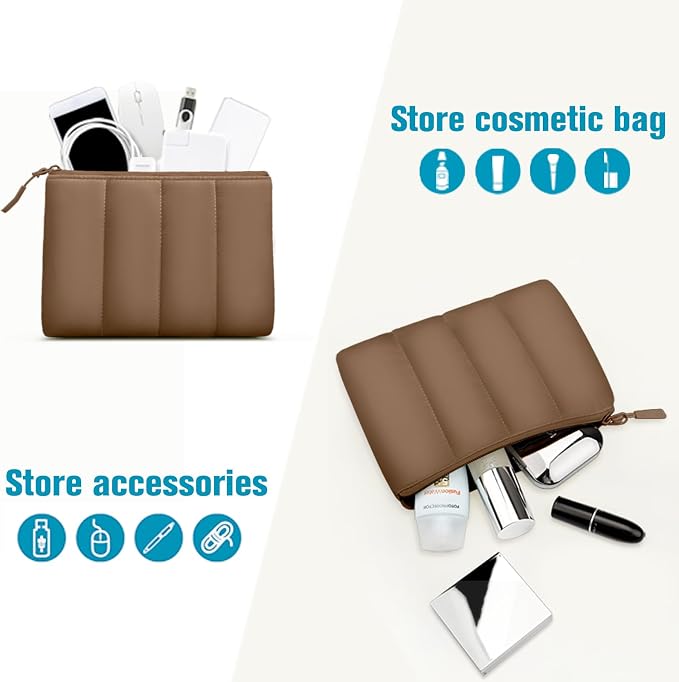 TECOOL Puffy Laptop Case 16 inch,Laptop Sleeve 16 inch for MacBook Pro 16 M5 M4 M3,16 Lenovo Thinkpad HP Acer Asus Dell Chromebook,Protective Waterproof 16 inch Sleeve Notebook with Small Case,Brown