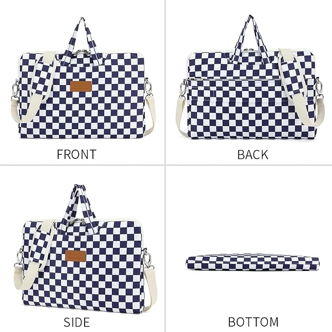 canvaslife Waterproof Pattern Resistant Laptop Shoulder Messenger Bag for Pro 16 inch and 15.6 inch-16 inch Laptop (Deep blue Checker)