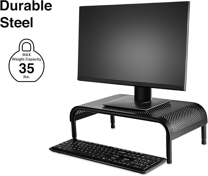 Staples Adjustable Steel Monitor Stand – Ergonomic Desktop Riser for Monitors, Laptops & Office Accessories