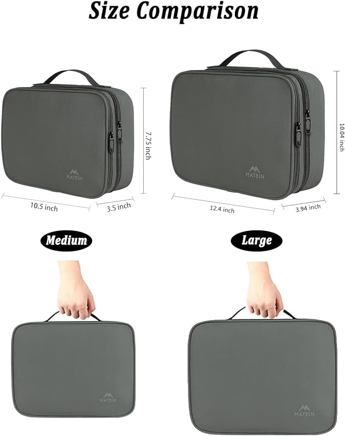 MATEIN Electronics Organizer Travel Case, Large Cable Storage Bag, Water Resistant Carrying Case with Handle, Tech Organizer for Tablet (Up to 12.9inch), USB Charger, Clipper, Grey