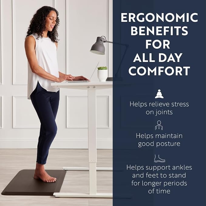 KANGAROO Anti Fatigue Mats for Kitchen Floor, 58x20, Reduce Foot, Knee, Back Pressure, 3/4 Inch Thick Cushioned Ergonomic Mat, Waterproof Comfort Rug for Under Sink, Standing Desk, Store Floors, Brown