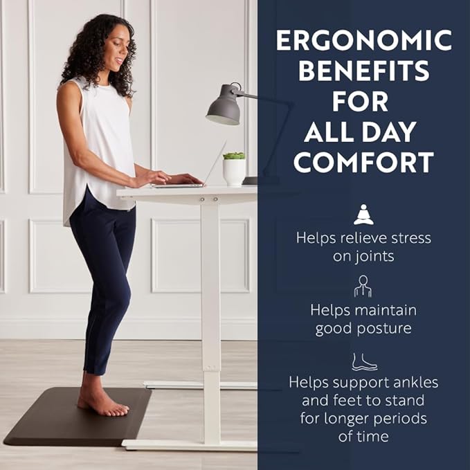 KANGAROO Anti Fatigue Mats for Kitchen Floor, Reduce Foot, Knee, Back Pressure, 3/4 Inch Thick Cushioned Ergonomic Mat, Waterproof Comfort Rug for Under Sinks, Standing Desk, Store Floors, 20x32 Brown