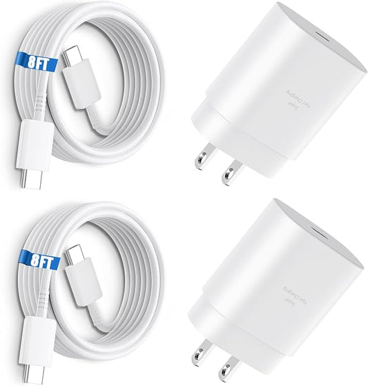 25W Super Fast Charger Type C, S24 S23 Ultra Charger PD/PPS USB C Super Fast Charging Block &8FT Type C Cable Cord for Samsung Galaxy S26/S25/S25 Ultra/S25+/S24/S23/S23+/S23Ultra/S22/S22+/S22Ultra/S21