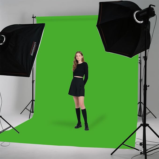Green Screen Photo Backdrop, Chroma Key Background for Photography, Live Streaming, Zoom Video Studio, Online Courses 10x10FT