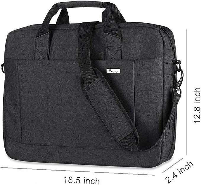 Voova Laptop Bag Case 17 17.3 Inch Computer Sleeve Messenger Bag with Shoulder Strap Expandable Waterproof Large Capacity Business Briefcase for Work Travel Fit 17-18” Laptop, Men Women, Black