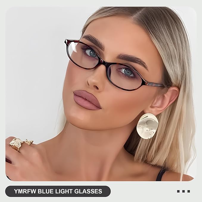 Oval Blue Light Blocking Glasses for Women Retro 90s Cat Eye Frame Glasses Computer TV Eyeglasses Anti Eyestrain