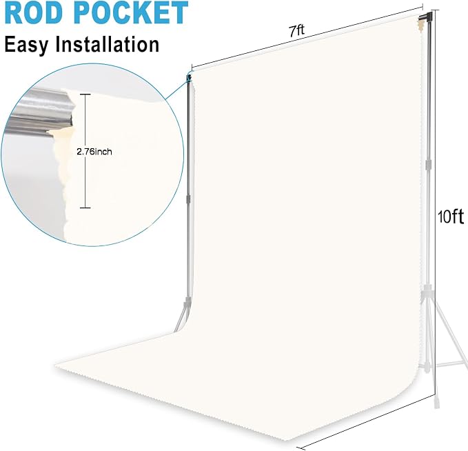 Ivory Backdrop for Photoshoot Professional Photo Backdrop Background Curtain for Product Photography Portraits Wedding Party Live Streaming Video Recording 7X10 FT