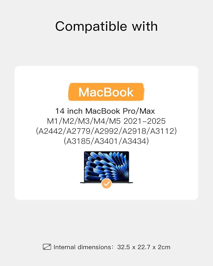 Inateck 360° Protective Laptop Bag with Accessory Bag, Compatible with 14-inch MacBook Pro/Max M5 M4 M3 M2 M1 2021-2025, Gray