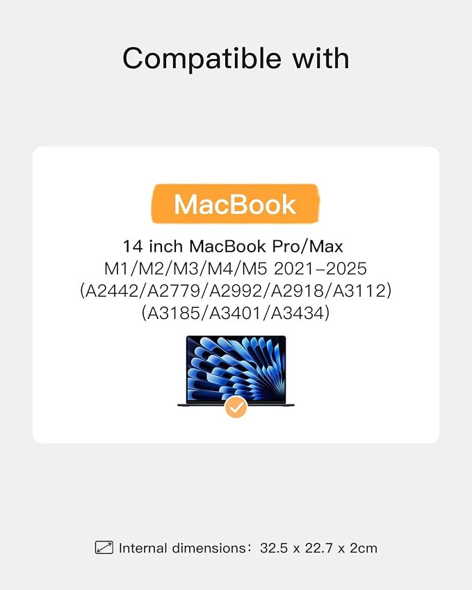 Inateck 360° Protective Laptop Bag with Accessory Bag, Compatible with 14-inch MacBook Pro/Max M4 M3 M2 M1 2021-2024, Black Gray