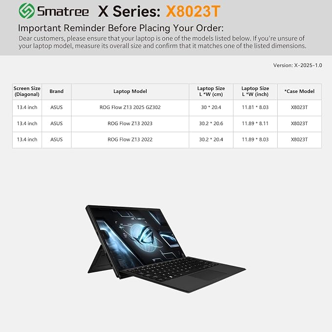 Smatree Hard EVA Protective Sleeve Case Compatible for 13.4 inch ASUS ROG Flow Z13 2025 GZ302/2023 GZ301/2022 Laptop, 13 inch ASUS Zenbook 13 OLED UX325 Bag (X8023T)