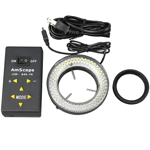 AmScope LED-64A 64 LED Lighting-Direction-Adjustable Microscope Ring Light + Adapter