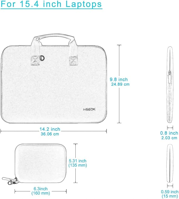 Hseok 15-15.4 inch Elastic Laptop Sleeve with Small Case, Neoprene Carrying Bag, Compatible with MacBook Air/Pro 15 M4/M3/M2, Surface Laptop 15, XPS 15 and 15-15.4 inch Notebooks,P02K01