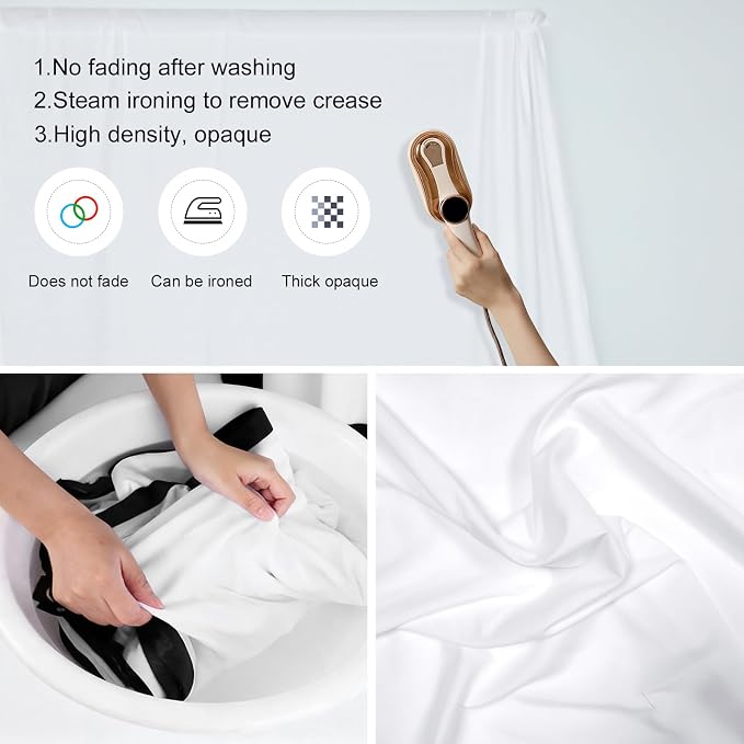 White Backdrop for Photography 10x20 Ft,White Background Sheet for Photography,Photo Backdrop Curtain for Photoshoot Video Polyester Cloth Video Studio Calls Streaming Gaming