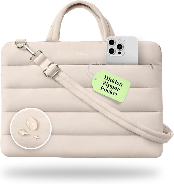Vandel 15-16 inch Laptop Carrying Case Sleeve with Strap, Shoulder Bag with Handle, 16 in Laptop Computer Bag for Women, MacBook Air 15 Inch Carrying Case, MacBook Pro 16, 15.6 in HP, Dell Messenger