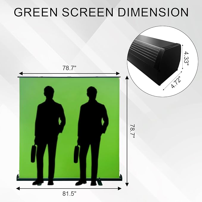 LIHONG Large Green Screen Collapsible Chroma Key Backdrop,Portable Retractable Photo Background with Stand for Video, Live Game,Streaming,Wrinkle Resistant Fabric,Pull-up&Down Style (78.7x78.7 in)