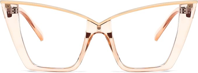 FEISEDY Fashion Cat Eye Blue Light Blocking Glasses for Women Fake Retro Eyeglasses Oversized Stylish Eyewear Frame B0240
