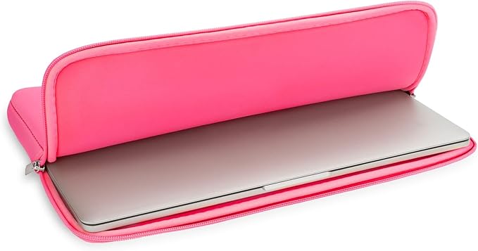 RAINYEAR 15 Inch Laptop Sleeve 15" Protective Soft Case Cover Bag with Accessories Pouch, Compatible with 15.4" MacBook Pro/Air A3448 A3241 A2941 A3114 A1938 A1707 A1990 (Bright Pink)