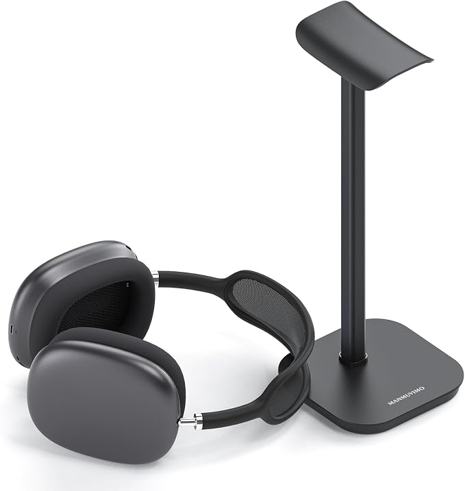 Headphone Stand, Desktop Headset Holder Heavy Base Desk Earphone Stand Aluminum Gaming Headset Hanger Rack for AirPods Max, AirPods, AirPods Pro, Sony, Beats, Bose, Razer and More(Black)