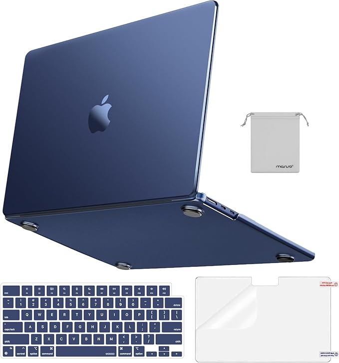 MOSISO for MacBook Air 15 inch Case M5 2026 M4 M3 M2 2025-2023 A3448 A3241 A3114 A2941, 4 in 1 Kit Seamlessly Closes Anti-Fingerprints Matte Hard Shell,Great for Business Travel Study, Midnight Clear