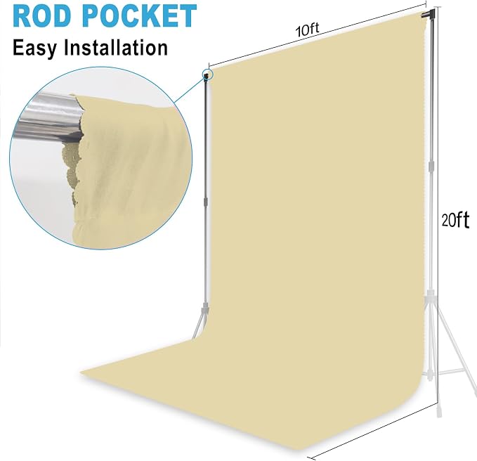 Tan Backdrop for Photoshoot Professional Photo Backdrop Background Curtain for Product Photography Portraits Wedding Party Live Streaming Video Recording 10X20 FT