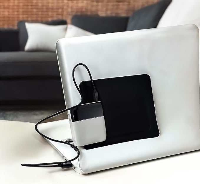 Portable External Hard Drive Carrying Case for Laptop, Adhesive Pouch Holder for Laptop Compatible with External 2.5" HDD, SSD, Magic Mouse, USB Cable and More, Black
