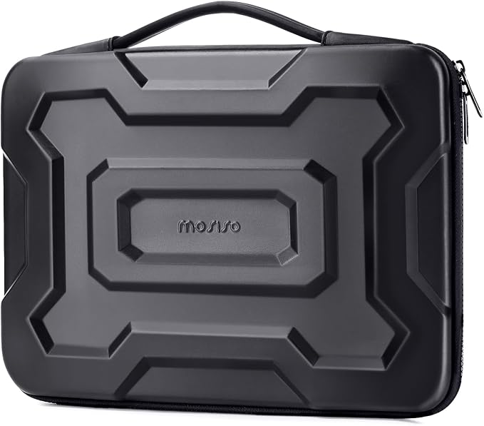 MOSISO 15-16 inch Laptop Hard Case, 15.6 inch Waterproof Shockproof Computer Bag Compatible with MacBook HP Dell, Mechanical Geometric EVA Carrying Sleeve Laptop Case Hard Shell with Handle, Black
